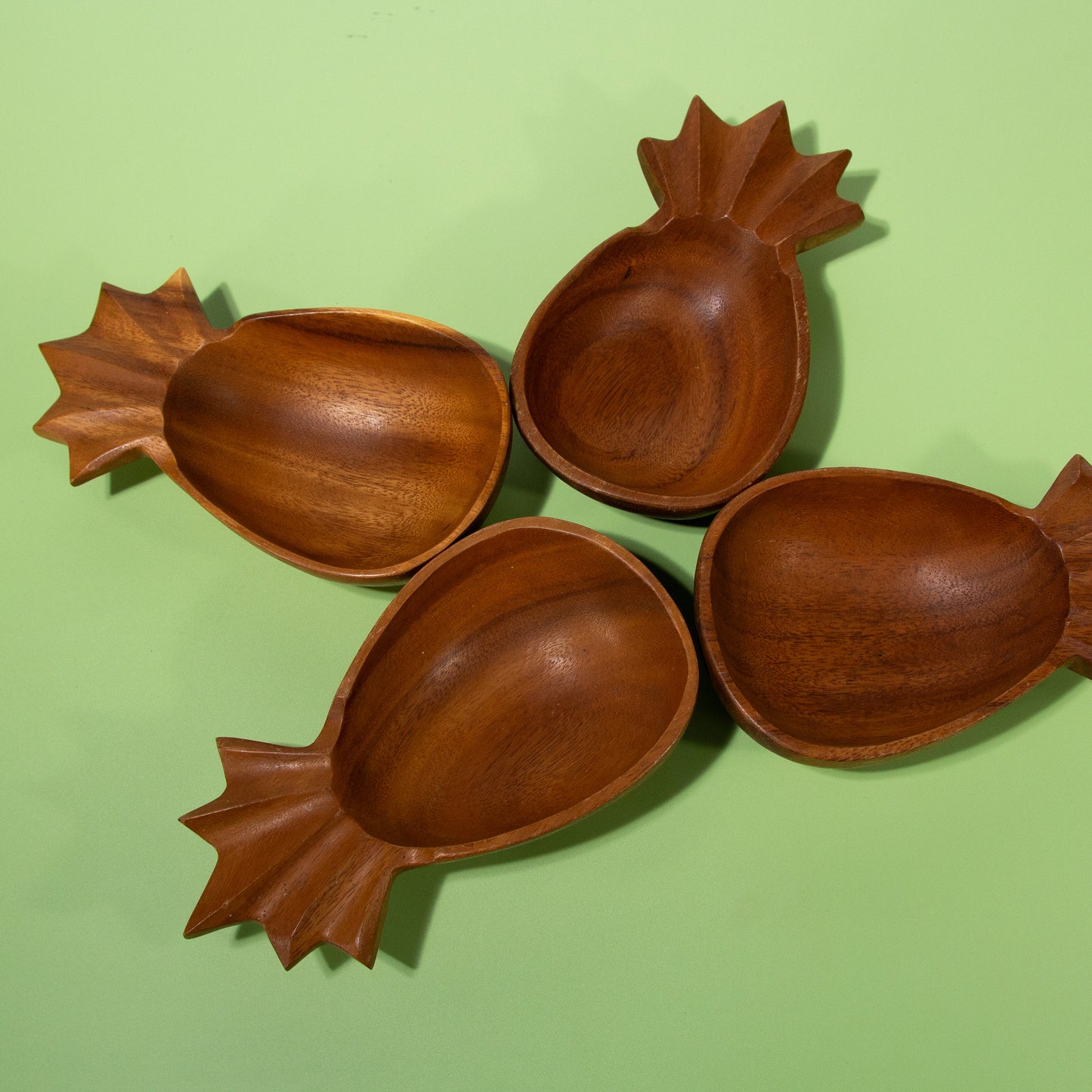 Vintage Monkeypod Pineapple Dish Set, Mid-Century 1970s