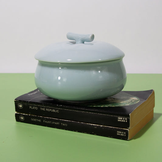 Vintage Japanese Blue Ceramic Bowl with Lid, 1970s