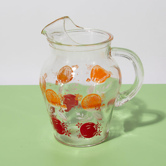 Vintage Small Glass Orange Juice Pitcher, 1940s Mid-century Modern