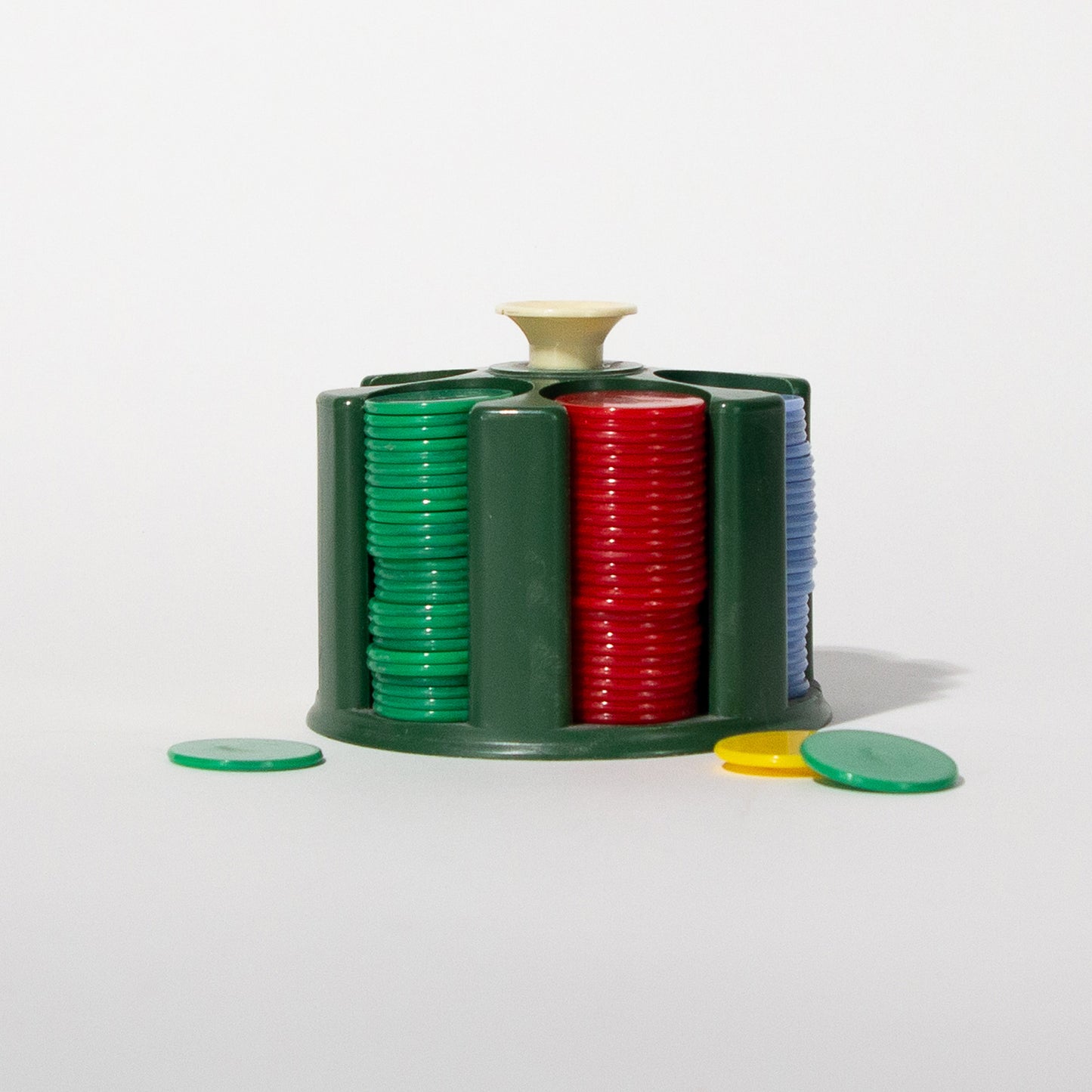 Vintage Poker Chip Holder with Chips, Mid-century 1960s