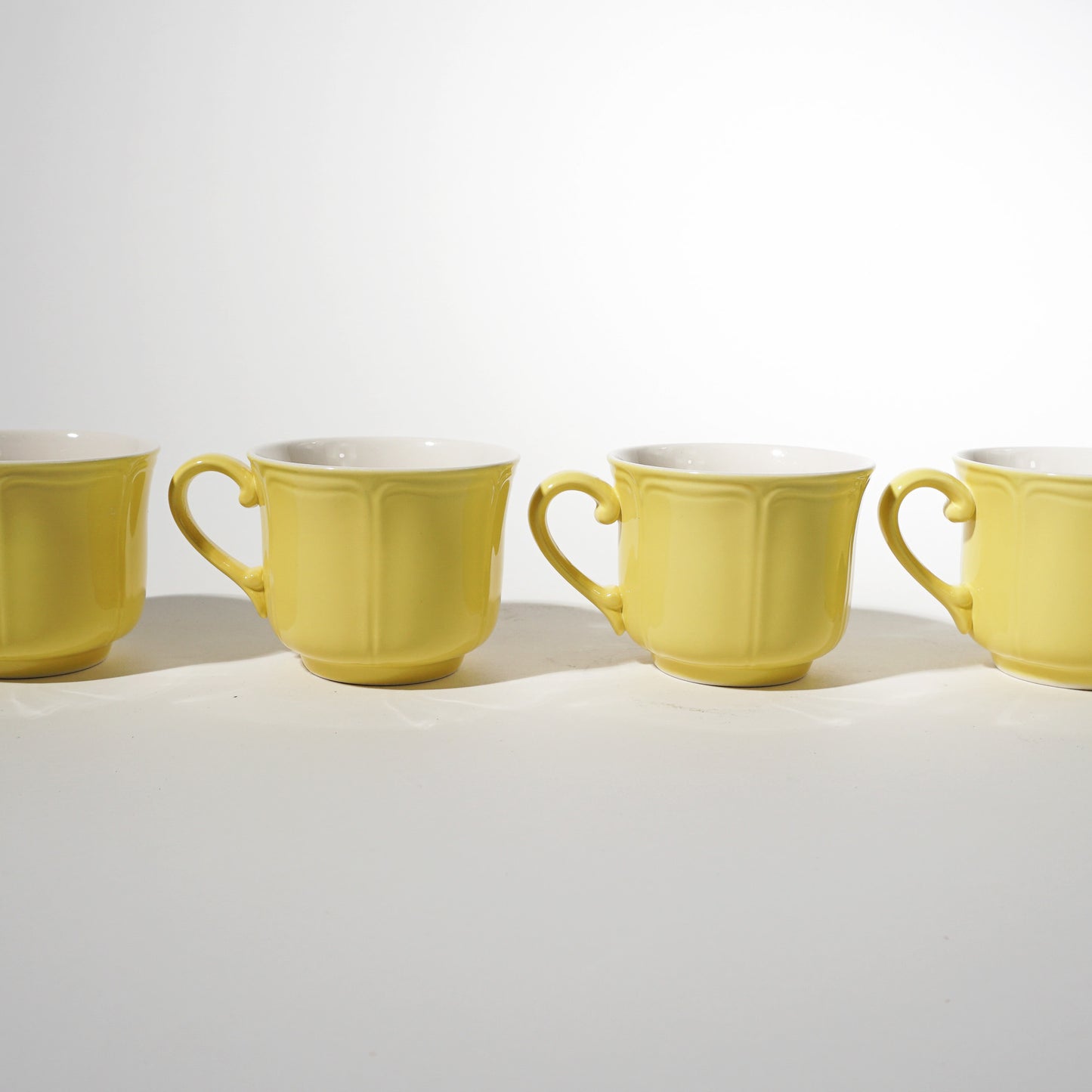 Vintage Porcelain Yellow Mugs, Made in Japan, 1970s