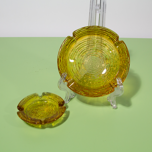 Vintage Amber Glass Ashtray Set of 2, 1970s