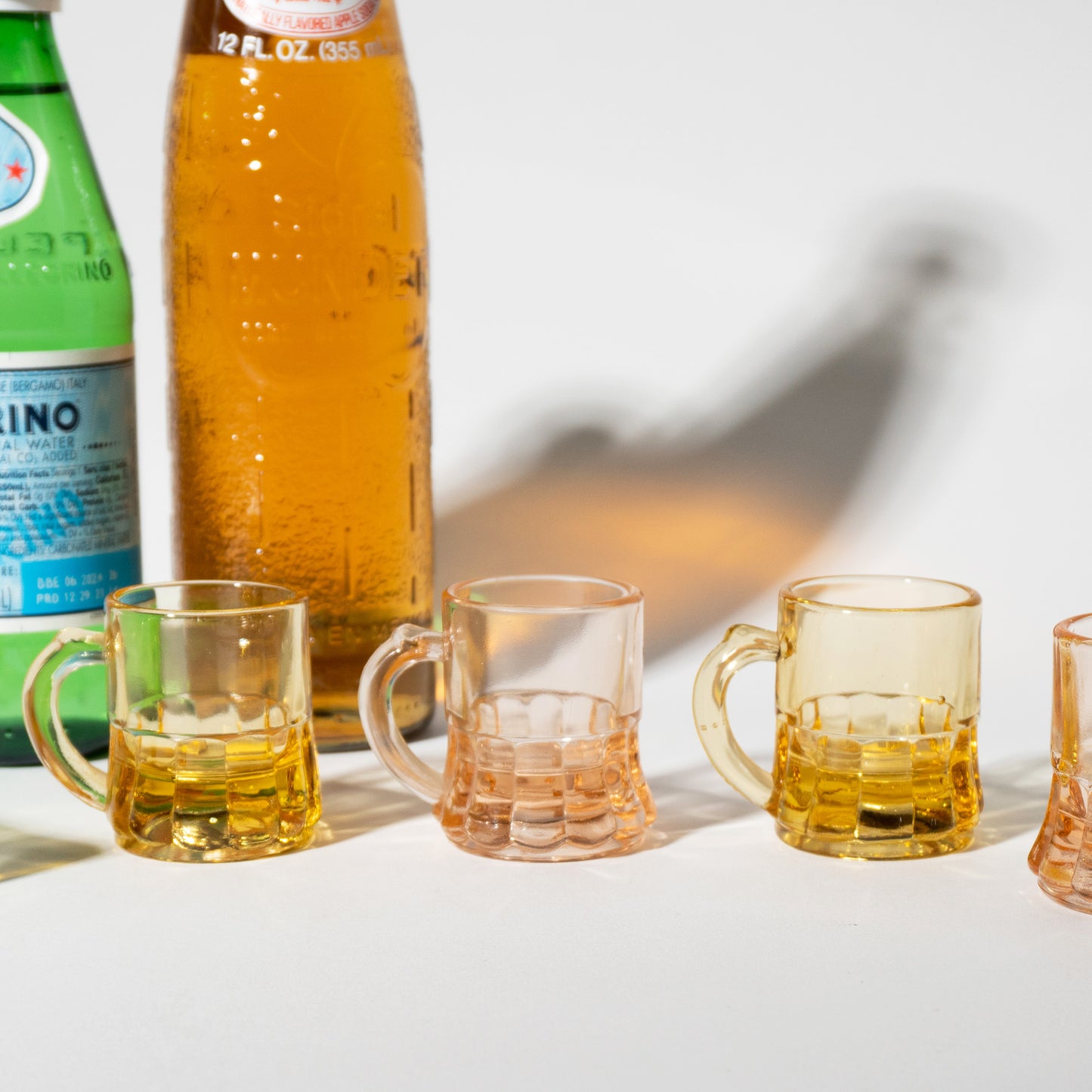 Vintage Amber & Pink Beer Stein Shot Glasses, 1960s