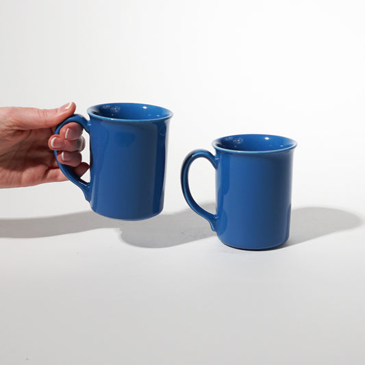 Vintage Corningware Blue Ceramic Diner Mugs, 1970s