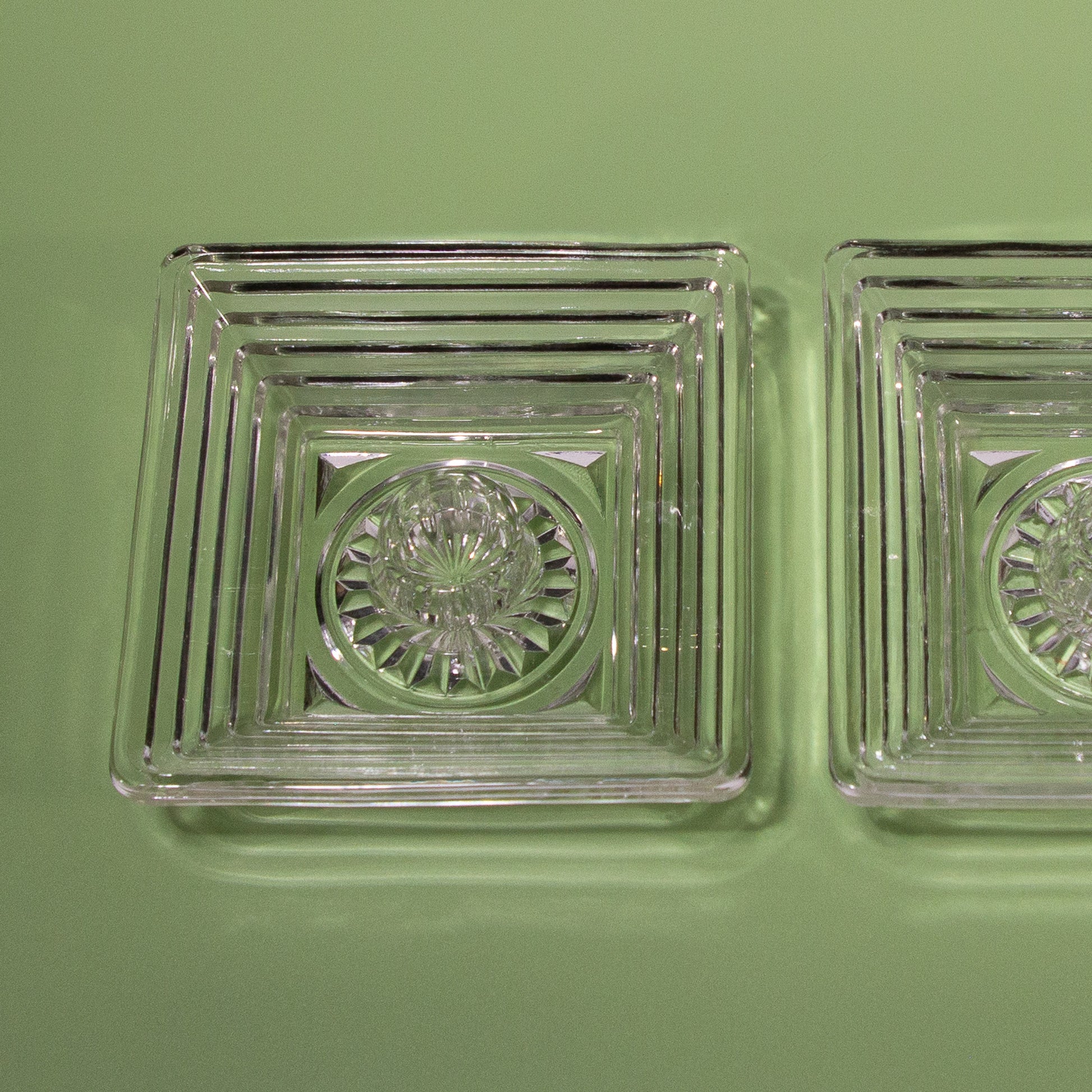 Vintage Clear Glass Art Deco Candle Holders, 1930s