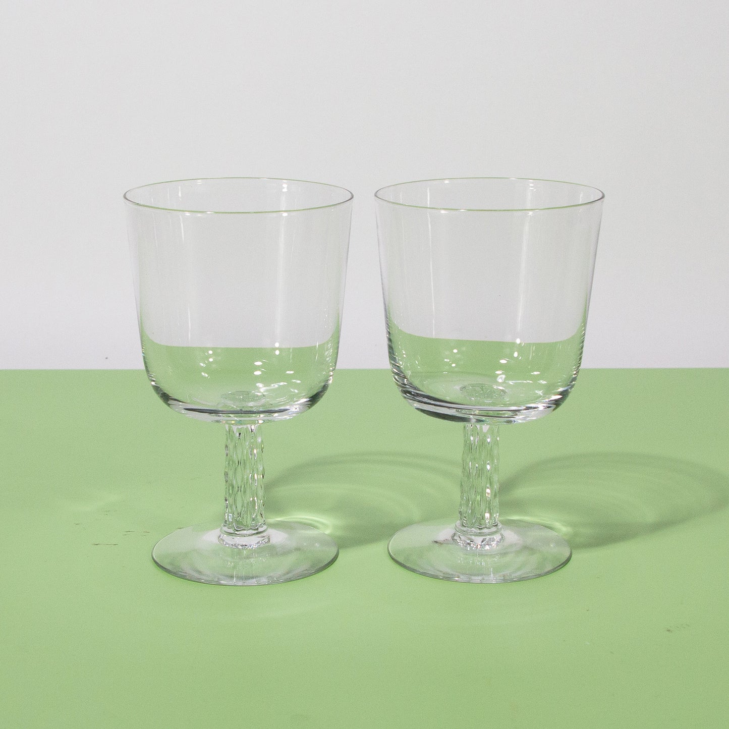 Vintage Ridged Stem Wine Glasses, 1980s