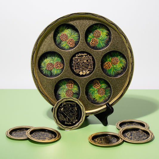 Vintage Colorado Serving Tray with Coasters, 1960s