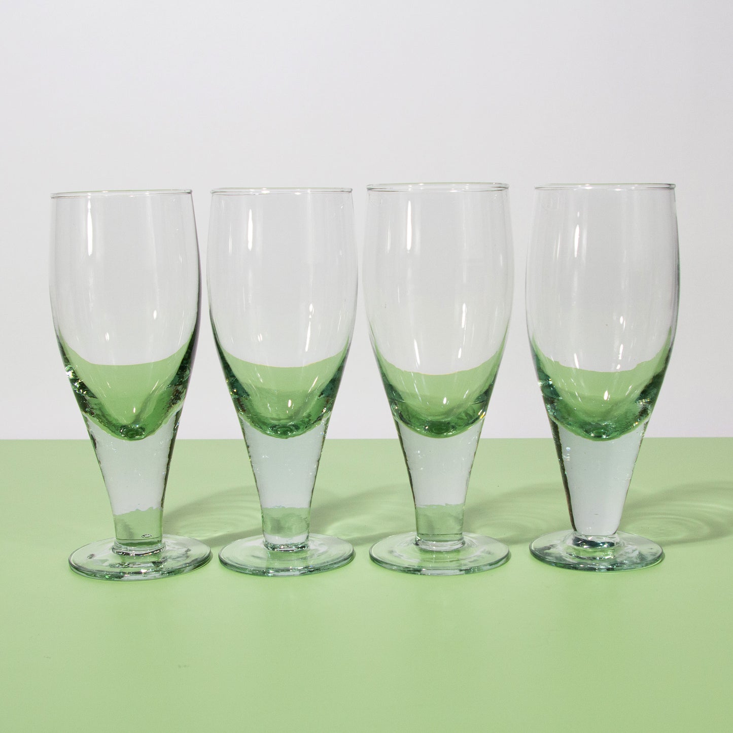 Vintage Handblown Thick Stem Drinking Glasses, 1990s