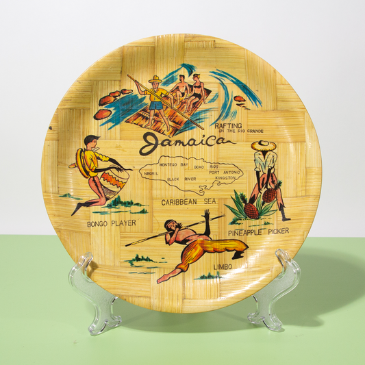 Vintage Jamaica Bamboo Plate, 1970s