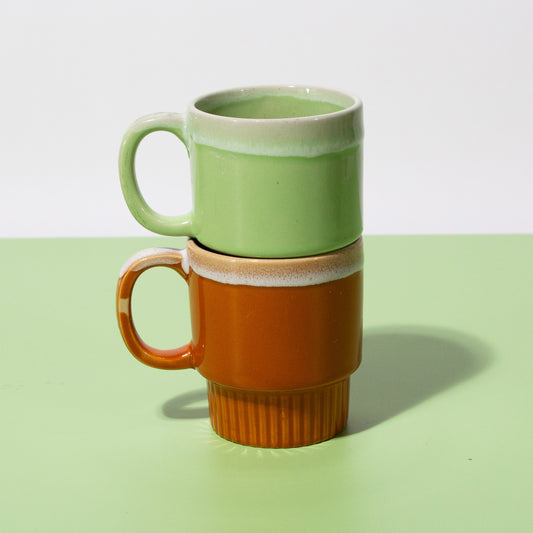 Vintage Japanese Stoneware Mugs, 1960s Mid-century Modern