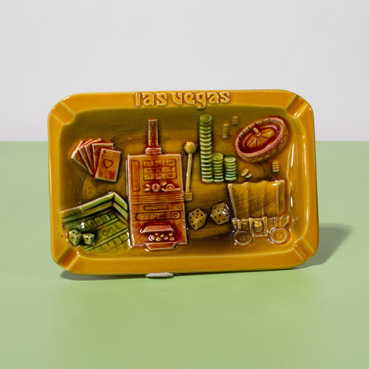 Vintage Ceramic Las Vegas Ashtray, Made in Japan, 1970s