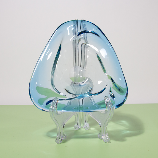 Vintage Light Blue Handblown Glass Ashtray, Catch-all Tray, 1970s