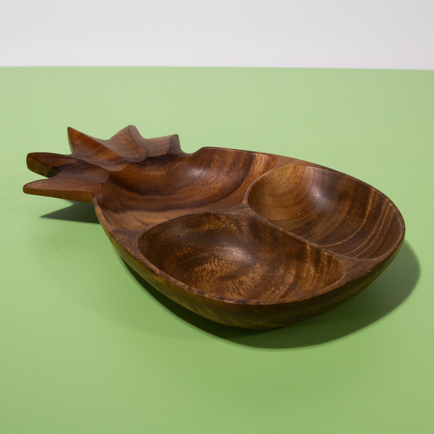 Vintage Pineapple Monkeypod Wood Appetizer Tray, 1960s Mid-century