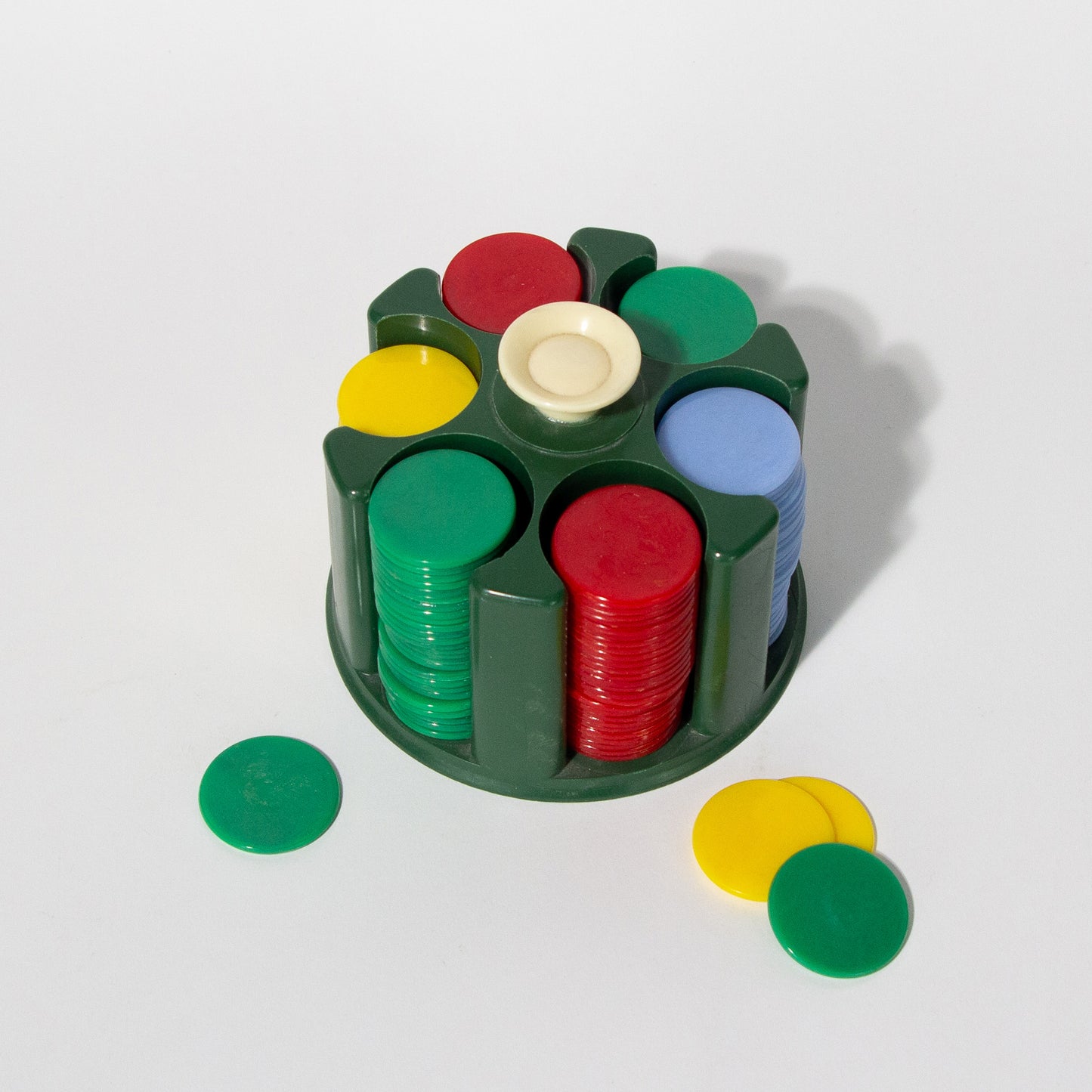 Vintage Poker Chip Holder with Chips, Mid-century 1960s