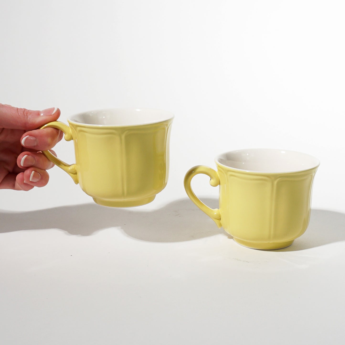 Vintage Porcelain Yellow Mugs, Made in Japan, 1970s