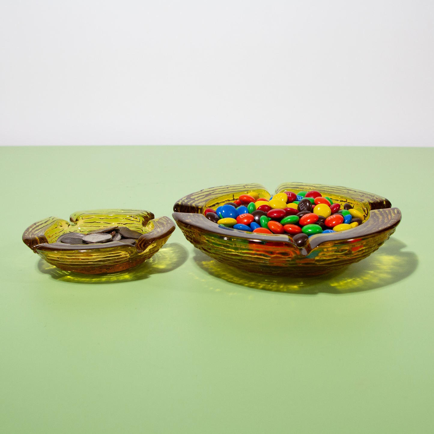 Vintage Amber Glass Ashtray Set of 2, 1970s