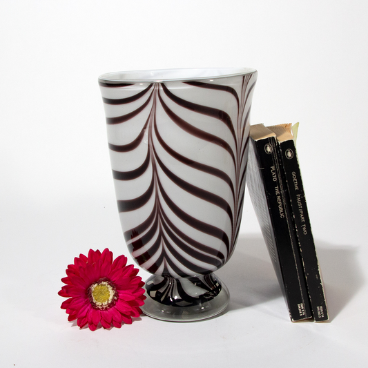 Vintage Murano Glass Zebra Stripe Vase, 1970s