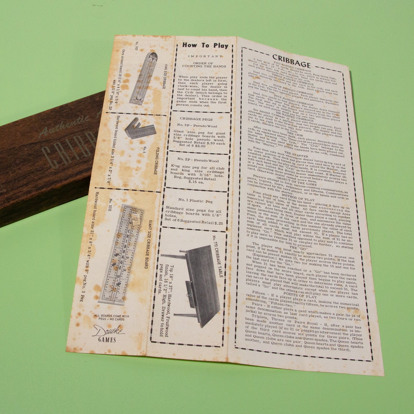 Vintage Mid-century Cribbage Game Set, 1960s