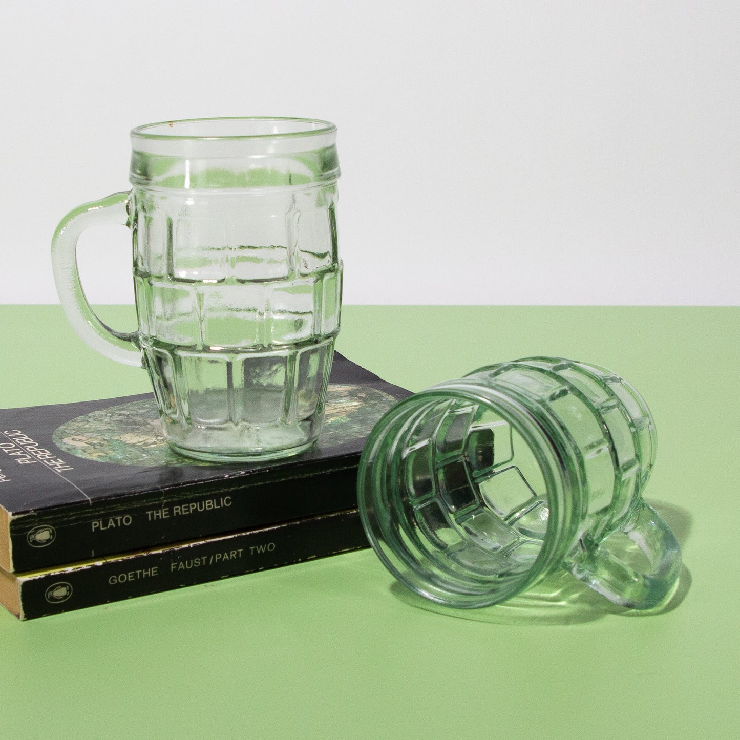 Vintage Glass German Barrel Mugs, 1970s