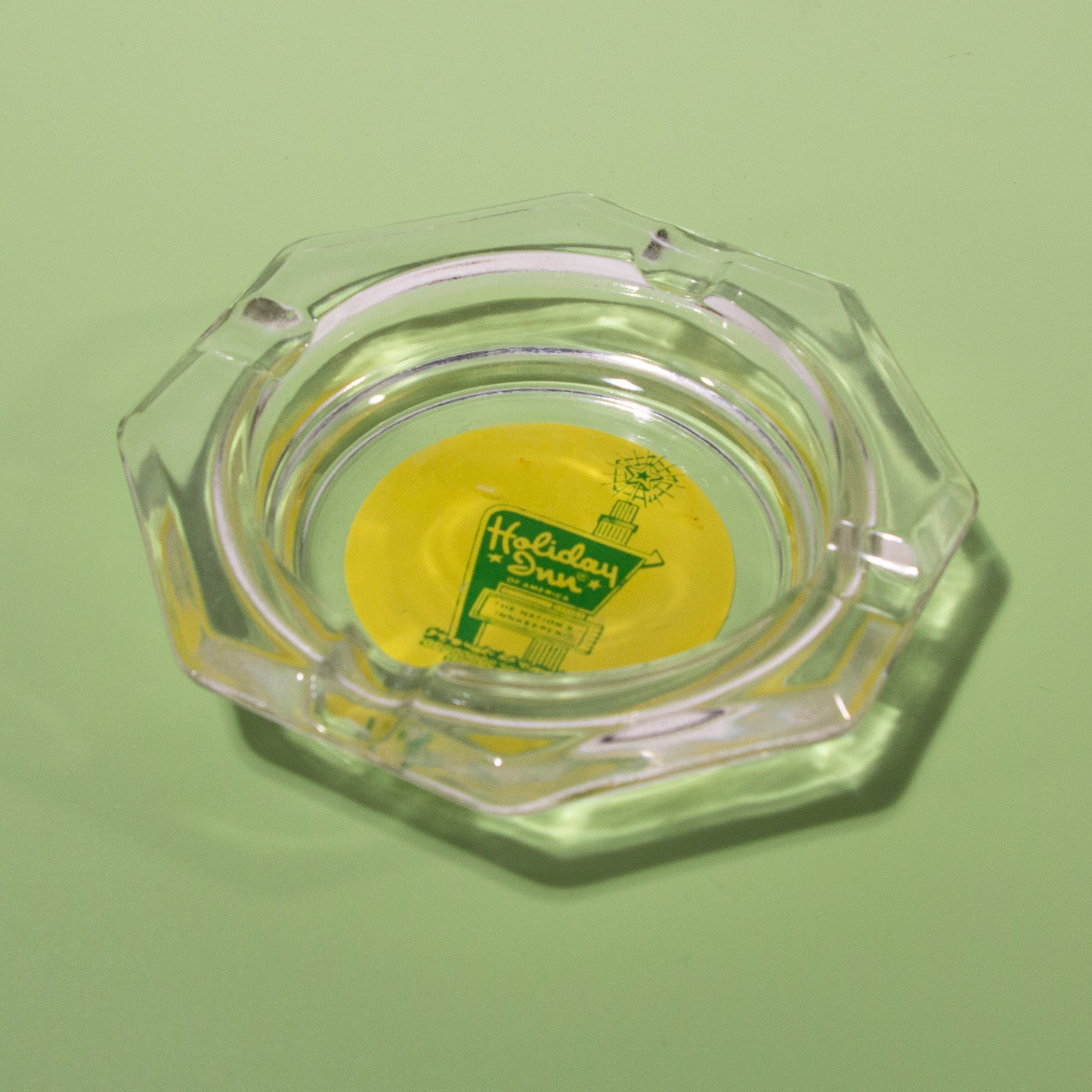 Vintage Glass Holiday Inn Ashtray, Mid-century 1960s
