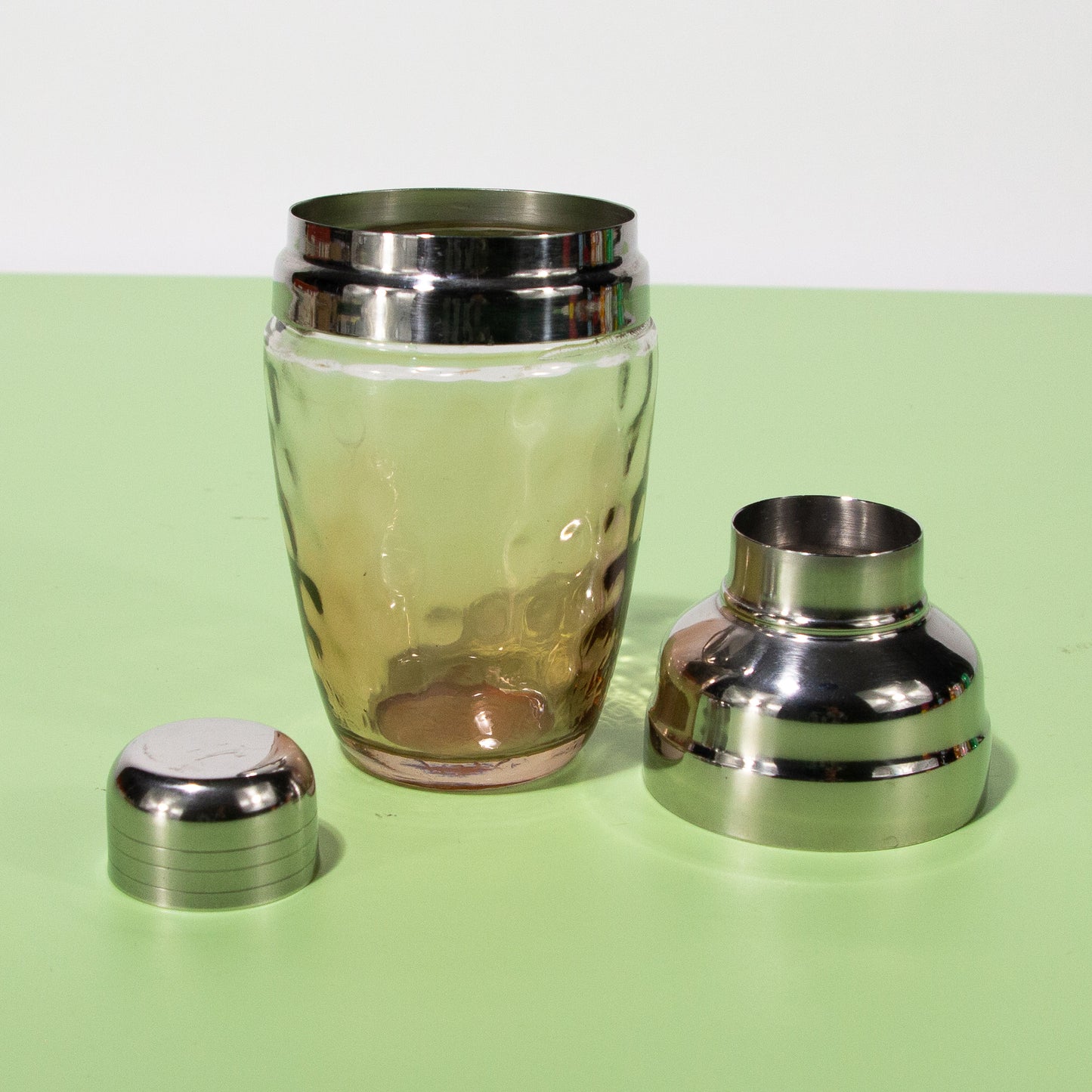 Vintage Mini Glass & Metal Cocktail Shaker, 1980s