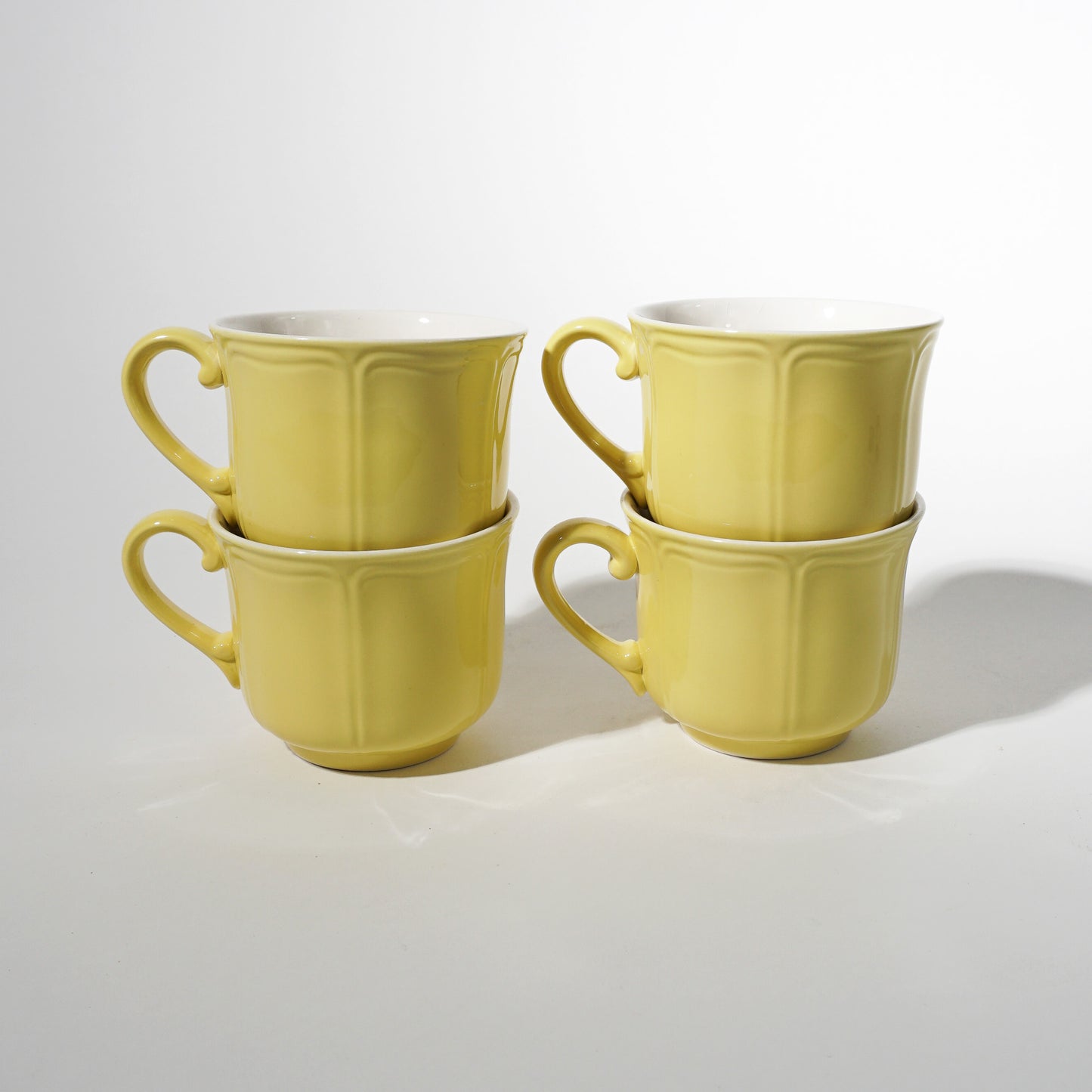 Vintage Porcelain Yellow Mugs, Made in Japan, 1970s