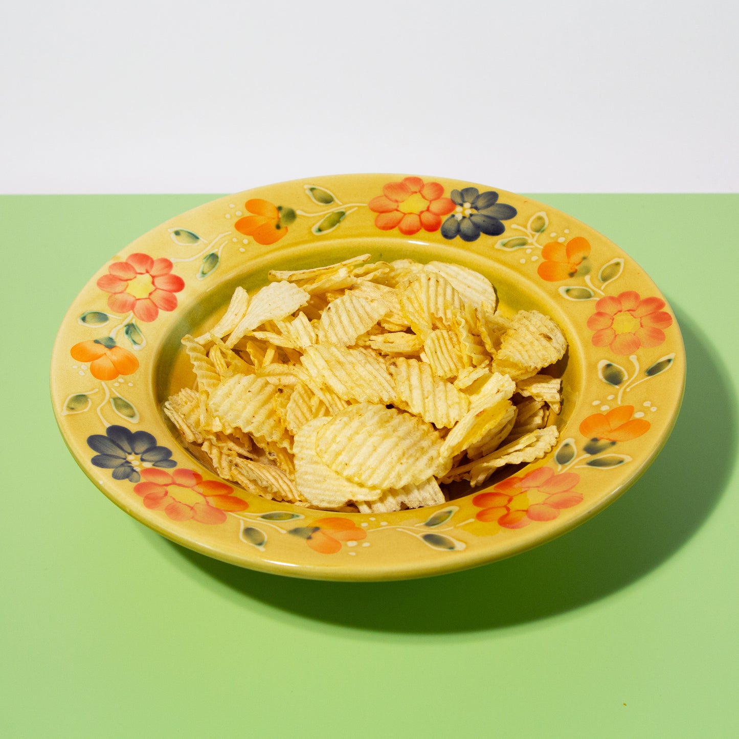 Vintage Hand-painted Large Yellow Bowl, 1990s