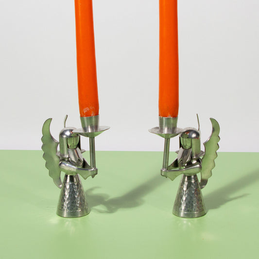 Vintage Metal Angel Candle Holders, 1970s