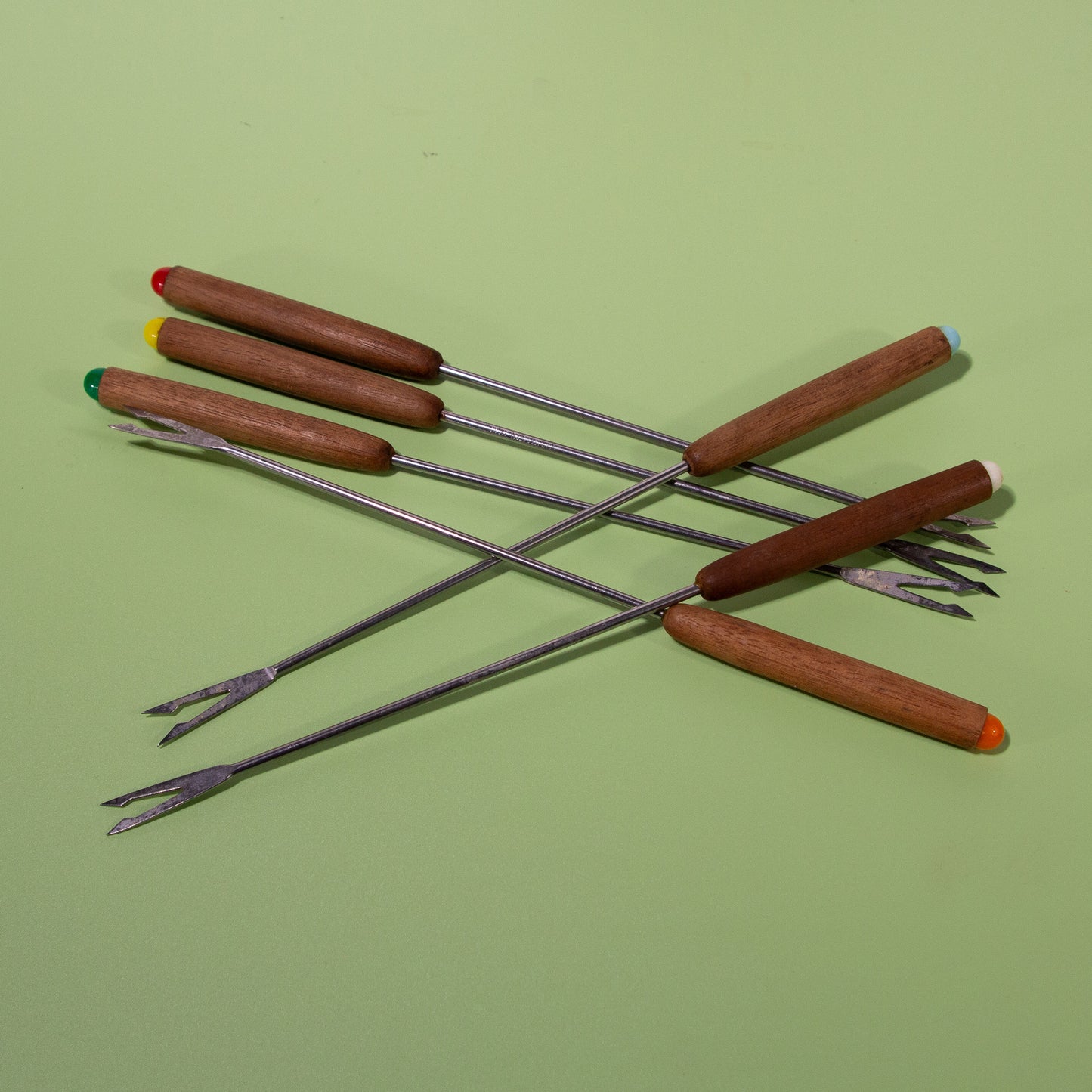 Vintage Enamel Fondue Pot Set, Mid-century 1970s
