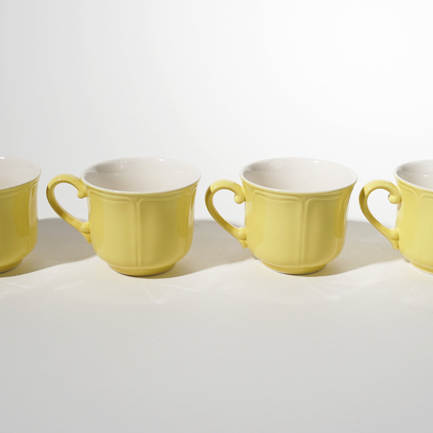 Vintage Porcelain Yellow Mugs, Made in Japan, 1970s