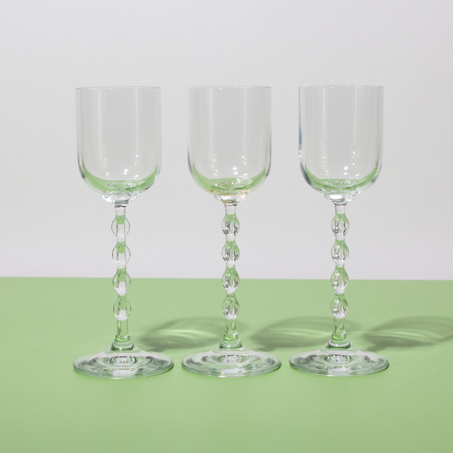 Vintage Clear Cordials with Tall Bubble Stem, 1960s Mid-century