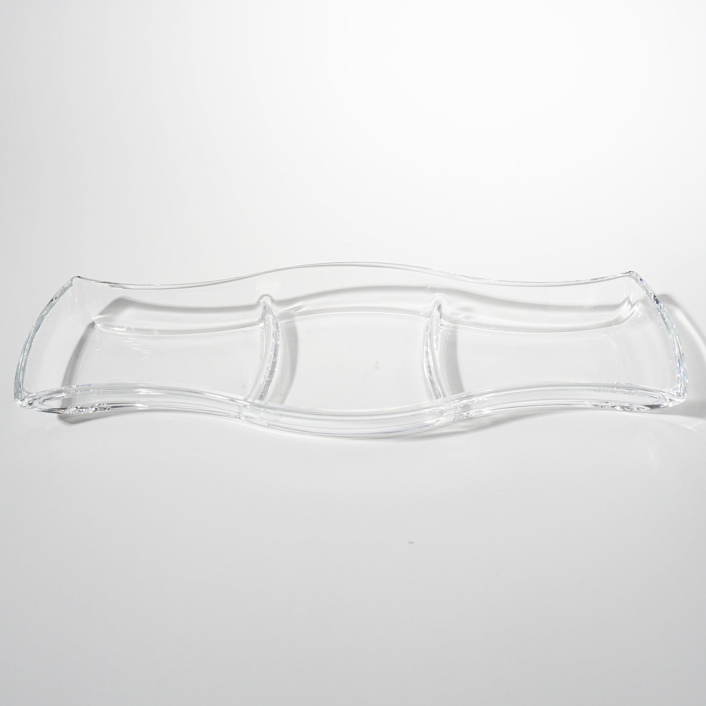 Vintage Clear Glass Three Section Appetizer Tray