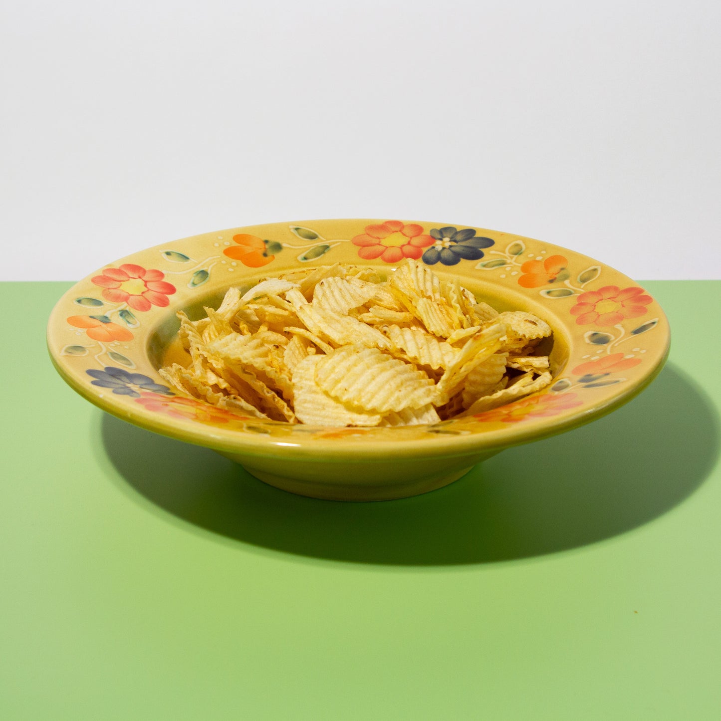 Vintage Hand-painted Large Yellow Bowl, 1990s