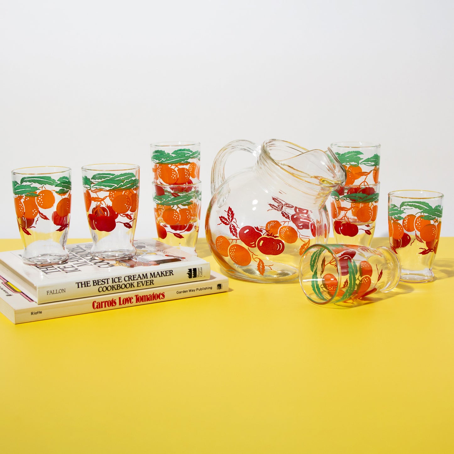 Vintage Mid-Century Anchor Hocking Orange Juice Glasses and