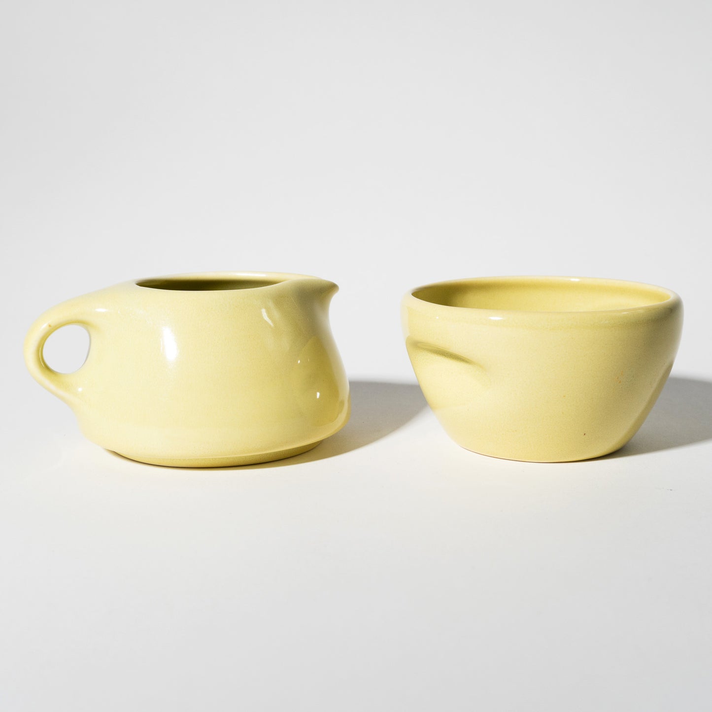 Vintage Russel Wright Stackable Sugar & Creamer Set, Pale Yellow, Mid-century Modern