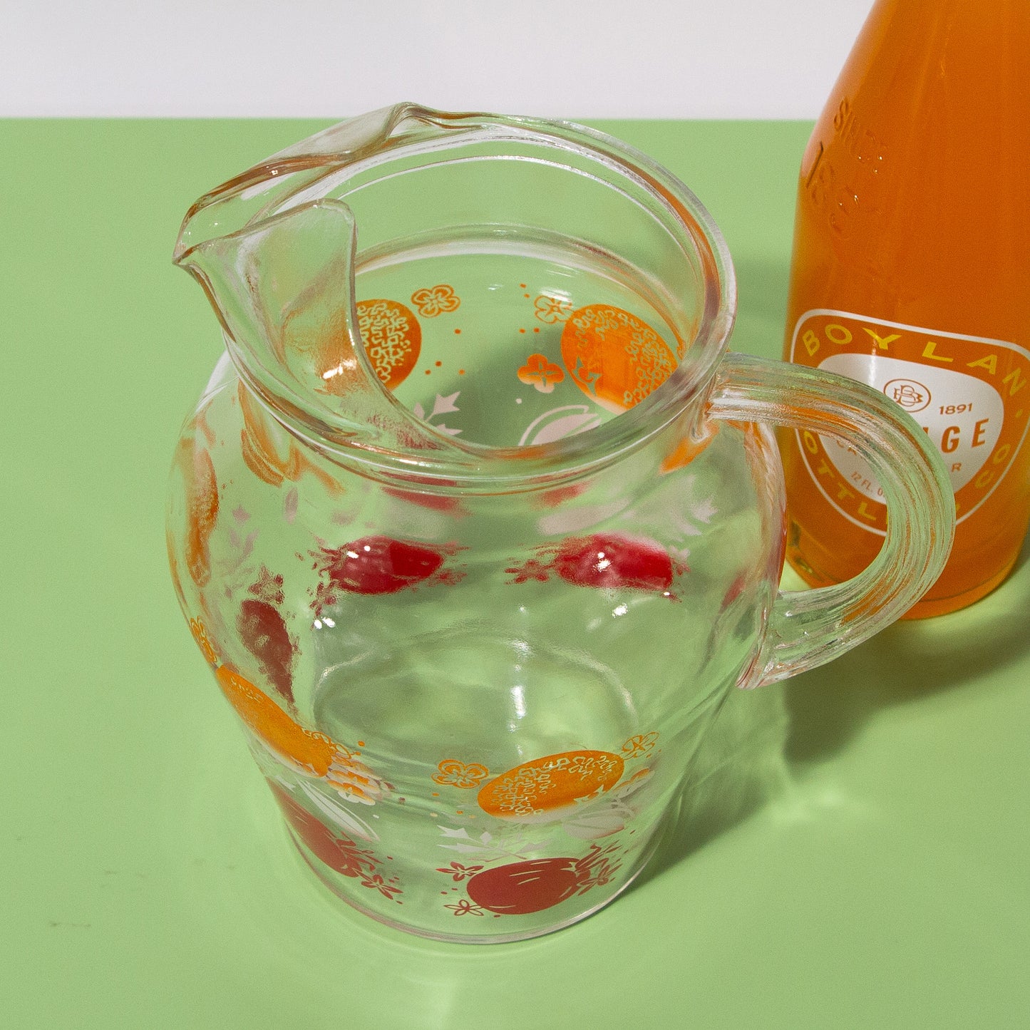 Vintage Small Glass Orange Juice Pitcher, 1940s Mid-century Modern