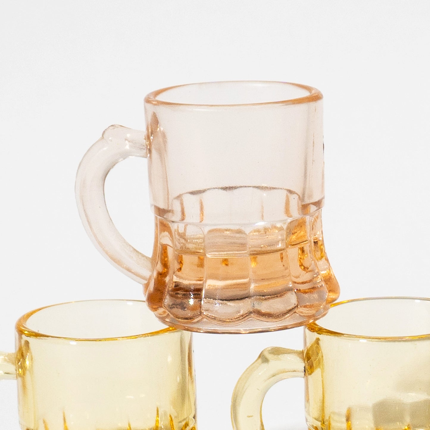 Vintage Amber & Pink Beer Stein Shot Glasses, 1960s