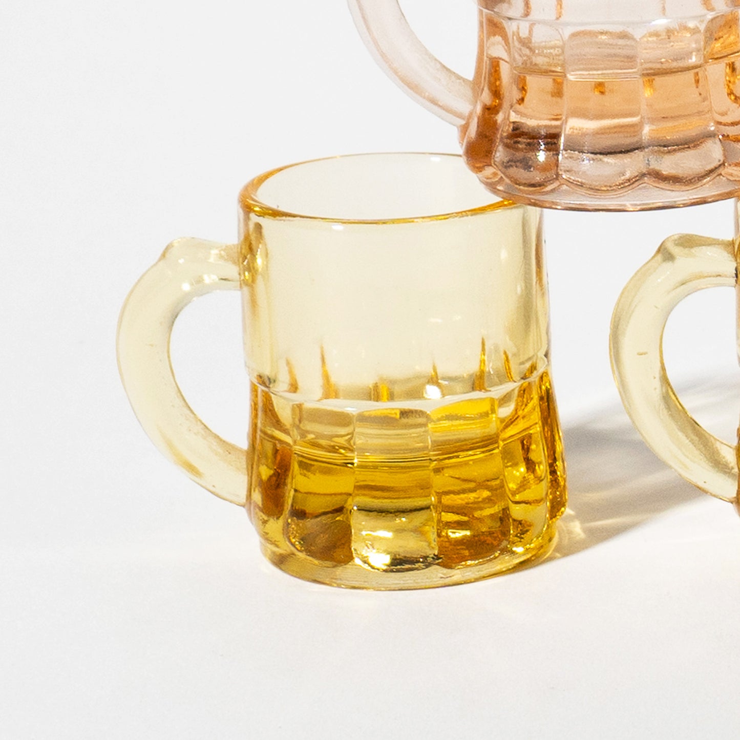 Vintage Amber & Pink Beer Stein Shot Glasses, 1960s