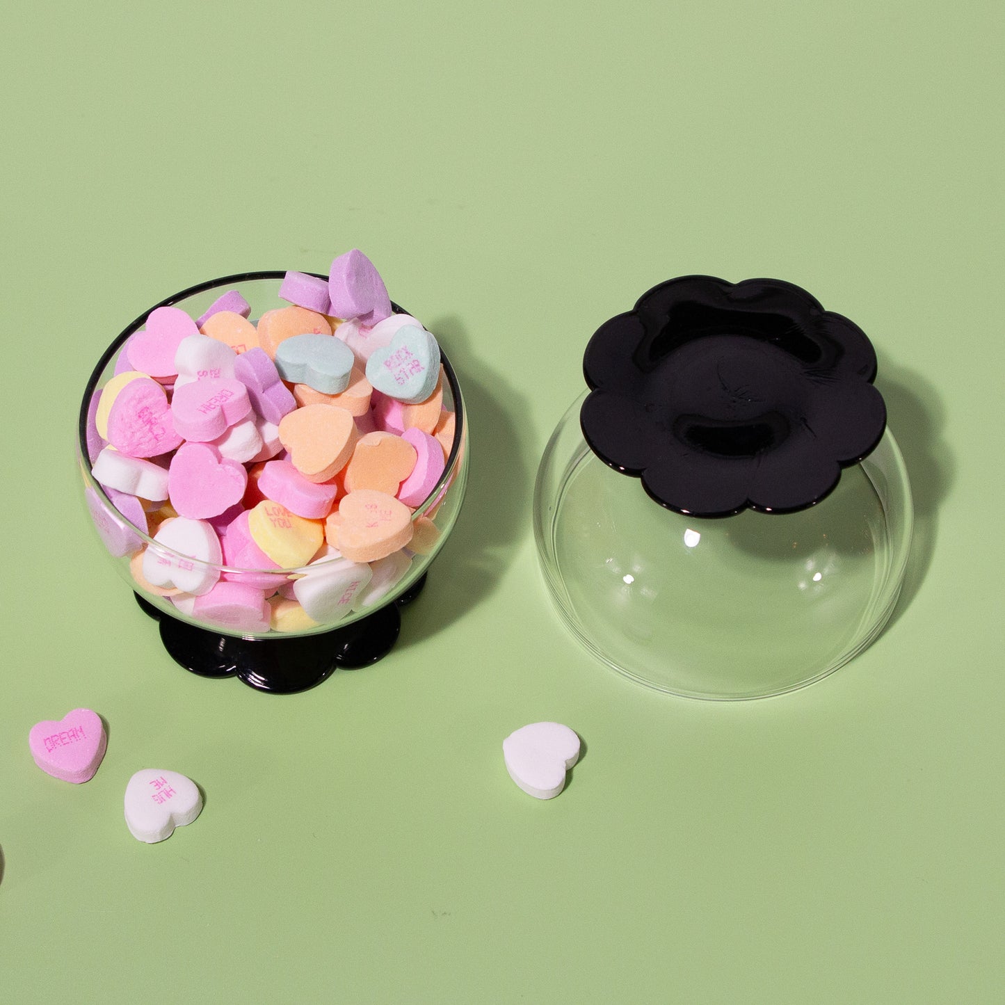 Vintage Glass Lily Pad Black Coupes, 1930s