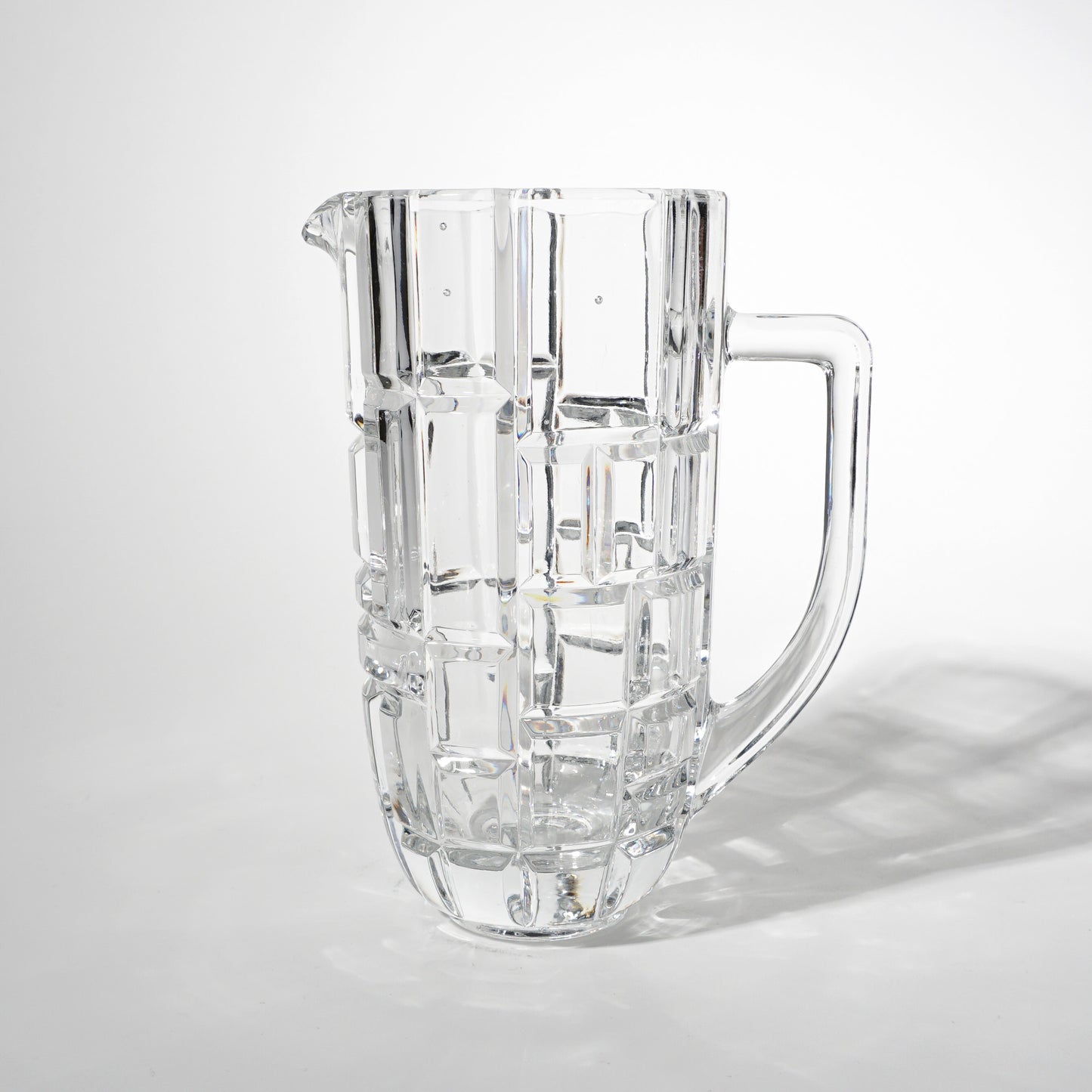 Vintage Heavy Crystal Pitcher, Mid-century Modern