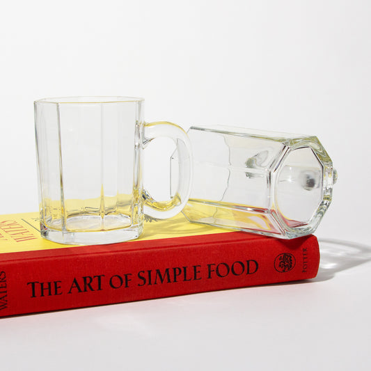 Vintage French Octagonal Glass Mugs, 1980s