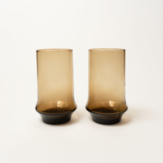 Vintage 16oz Brown Drinking Glasses, Set of 2