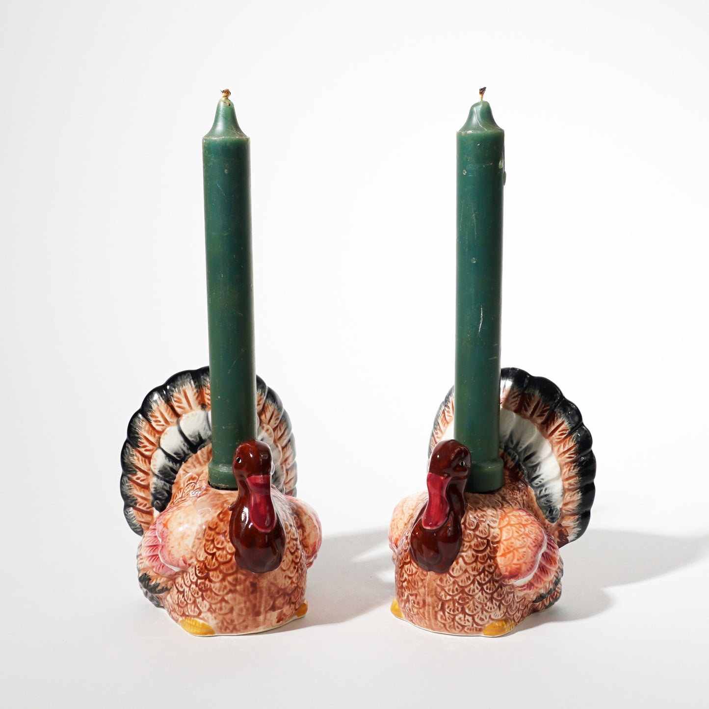 vintage Thanksgiving turkey candle holders set of 2