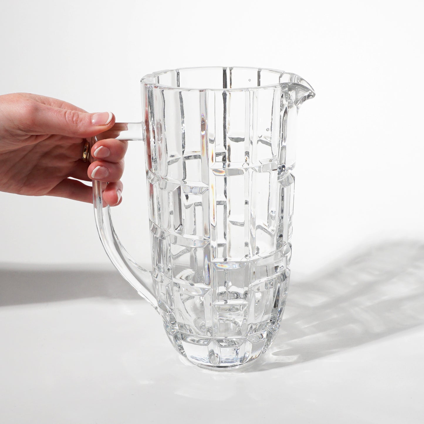 Vintage Heavy Crystal Pitcher, Mid-century Modern