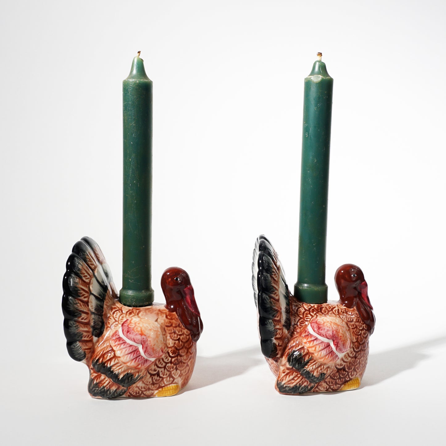 vintage Thanksgiving turkey candle holders set of 2