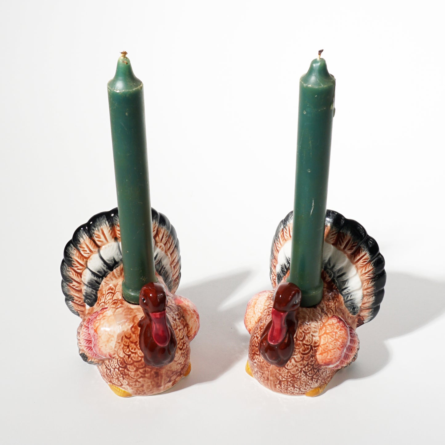 vintage Thanksgiving turkey candle holders set of 2