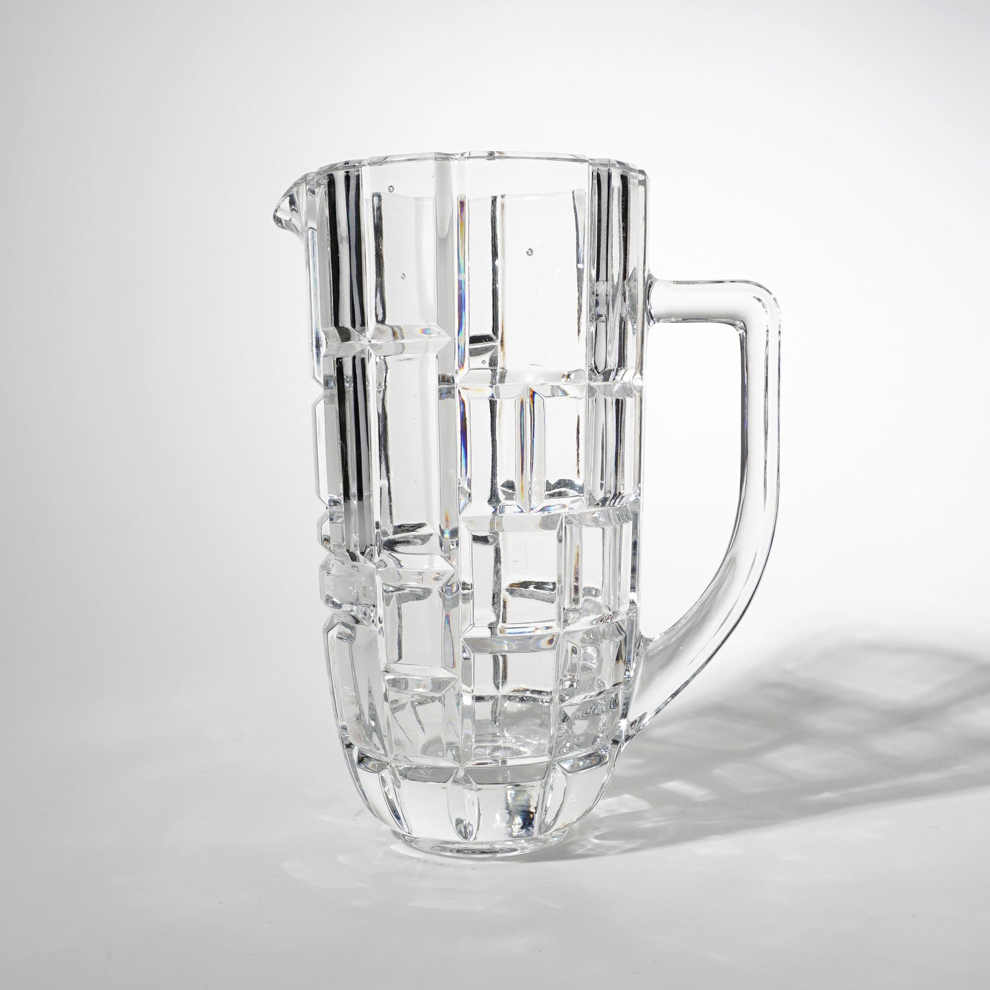 Vintage Heavy Crystal Pitcher, Mid-century Modern